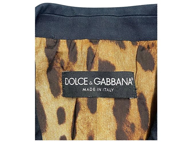 Dolce & Gabbana Dolce And Gabbana Gefütterter Blazer mit Leopardenmuster aus marineblauer Baumwolle - Ansicht 4
