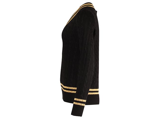 Jersey de manga larga en algodón negro y dorado metálico Cricket de Ralph Lauren - Ansicht 2