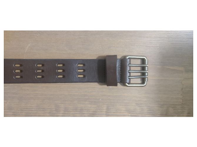 Saint Laurent Ledergürtel 3 Punkte Schnalle Dunkelbraun - Ansicht 6