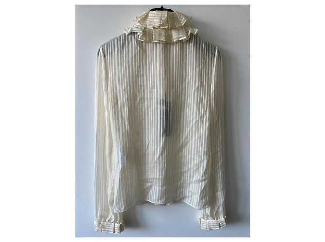 Saint Laurent Camicia bianco avorio con fili d'oro Bianco sporco - vista 2