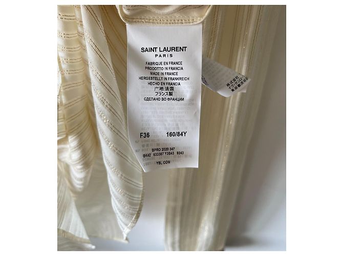 Saint Laurent Camicia bianco avorio con fili d'oro Bianco sporco - vista 4