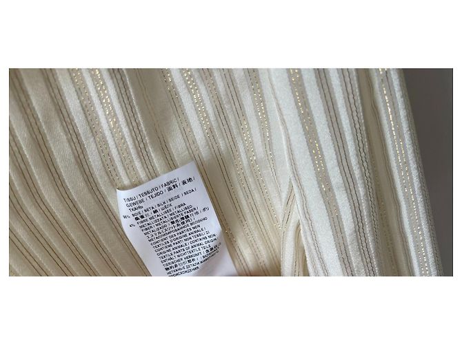 Saint Laurent Camicia bianco avorio con fili d'oro Bianco sporco - vista 5