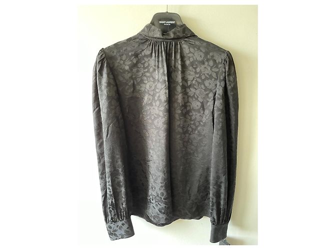 Blusa negra con estampado de rosas de Saint Laurent Negro - vista 2