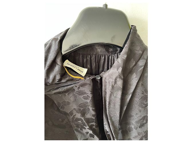 Blusa negra con estampado de rosas de Saint Laurent Negro - vista 3