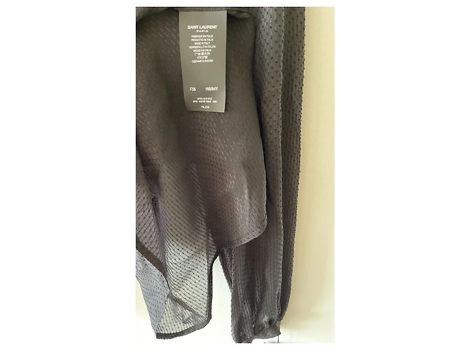 Camicetta Saint Laurent in seta nera con fiocco Nero - vista 4