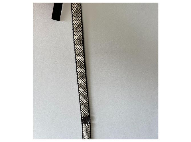 Feiner Perlengürtel mit Yves Saint Laurent-Logo Braun Weiß - Ansicht 2