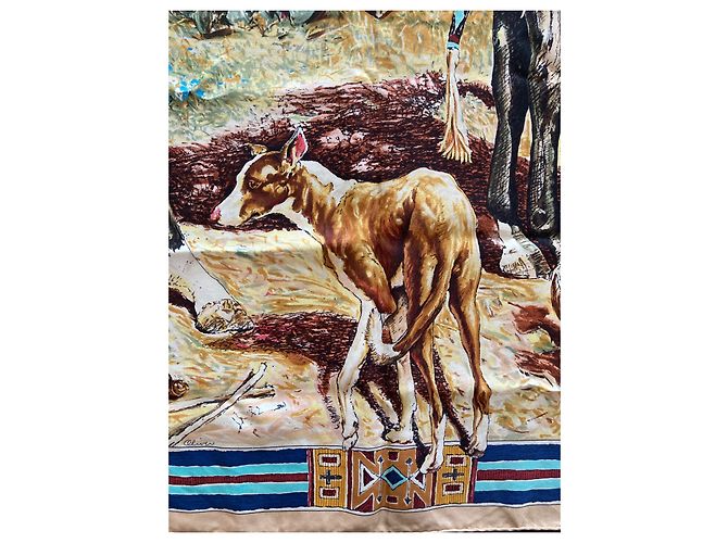 Hermès Hermes „les cheyennes“ Seidenschal Beige Gelb Hellbraun - Ansicht 7