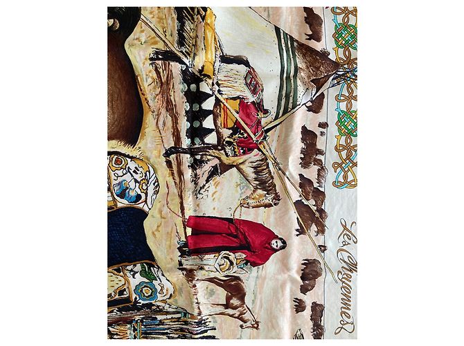 Hermès Hermes „les cheyennes“ Seidenschal Beige Gelb Hellbraun - Ansicht 8