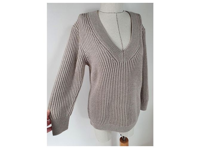 Autre Marque Suéter Babaton Merino Oversize Bege - vista 2