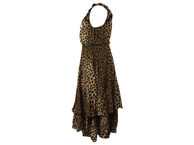 Moschino Cheap and Chic Abito Midi Stampa Leopard in Seta Multicolor - vista 2