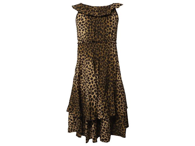 Moschino Cheap and Chic Abito Midi Stampa Leopard in Seta Multicolor - vista 3