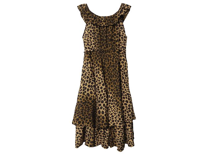 Moschino Cheap and Chic Abito Midi Stampa Leopard in Seta Multicolor - vista 4