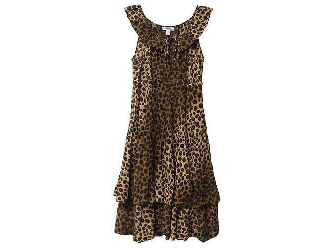 Moschino Cheap and Chic Abito Midi Stampa Leopard in Seta Multicolor - vista 5