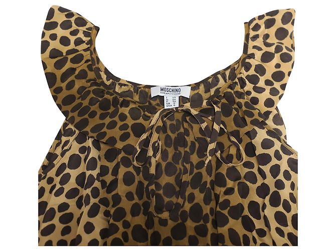 Moschino Cheap and Chic Abito Midi Stampa Leopard in Seta Multicolor - vista 6
