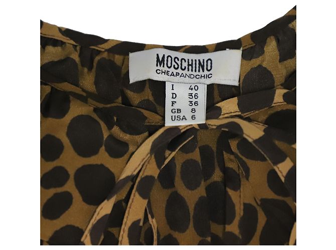 Moschino Cheap and Chic Abito Midi Stampa Leopard in Seta Multicolor - vista 7