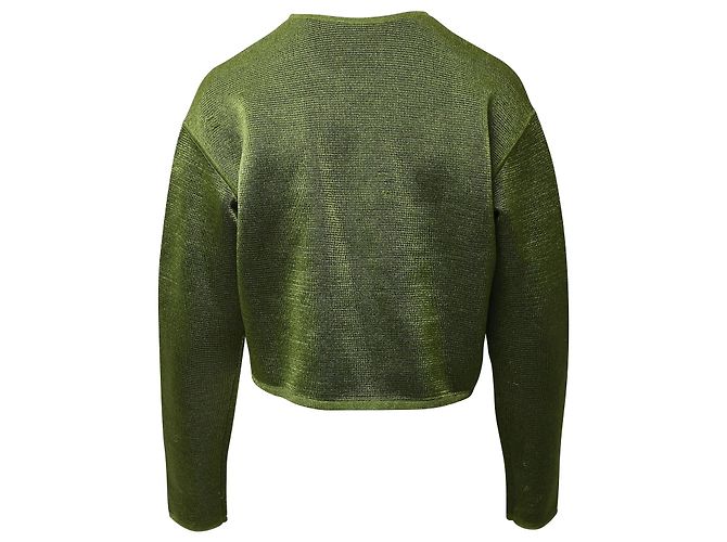 Suéter cropped Alexander Wang em viscose verde - vista 3
