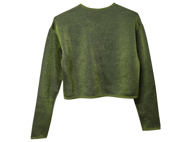 Suéter cropped Alexander Wang em viscose verde - vista 4