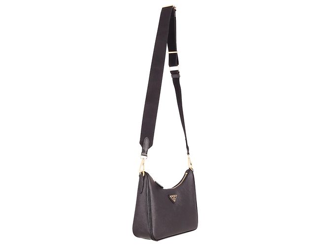 Riedizione Prada 2005 Borsa a Spalla in Pelle Saffiano Nera Nero - vista 2