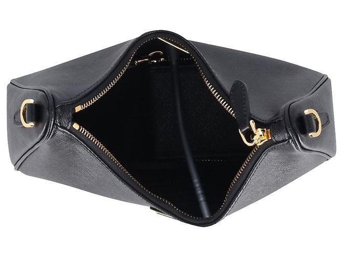 Riedizione Prada 2005 Borsa a Spalla in Pelle Saffiano Nera Nero - vista 5
