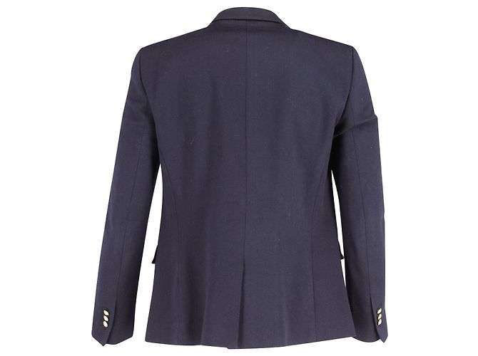 Blazer al petto foderato Balmain in cotone blu navy - vista 3