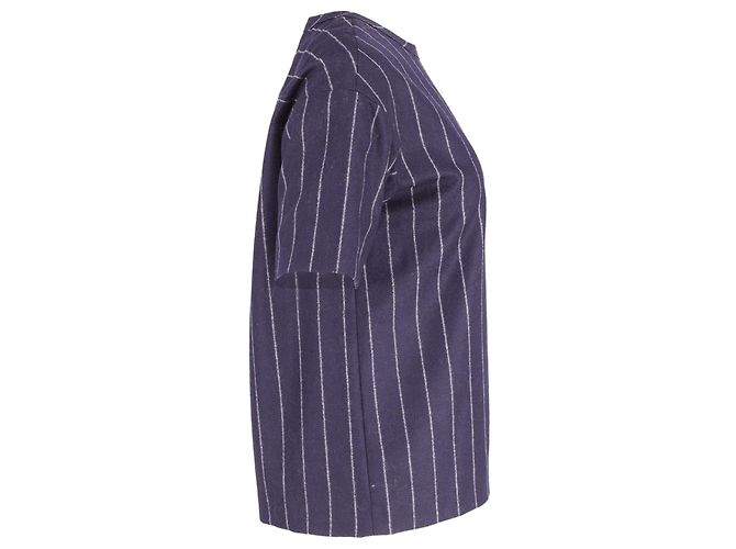 Camicia a righe Joseph Caleb in lana blu navy - vista 3