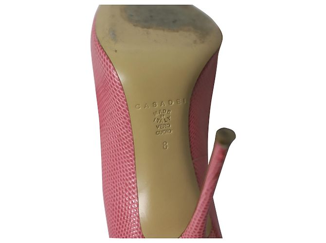 Tacco Stiletto a Punta Casadei in Pelle Rosa - vista 6