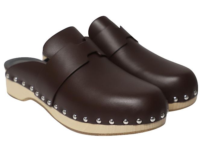 Hermès Zoccoli Hermes in Pelle Marrone - vista 3