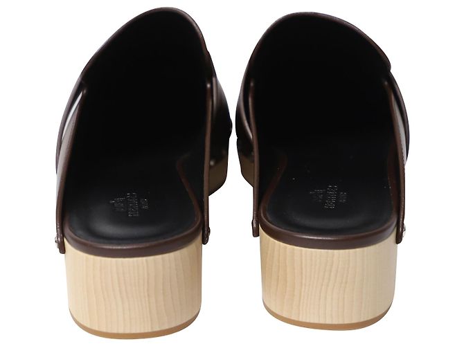 Hermès Zoccoli Hermes in Pelle Marrone - vista 4