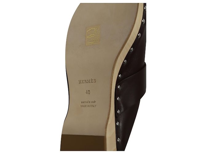 Hermès Zoccoli Hermes in Pelle Marrone - vista 6