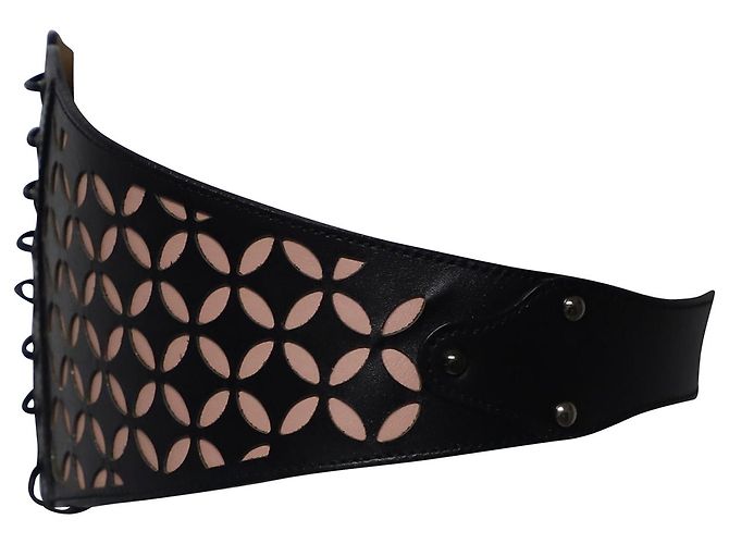 Alaïa Cintura Alaia Busier Taglio Laser in Pelle Nera Nero - vista 2