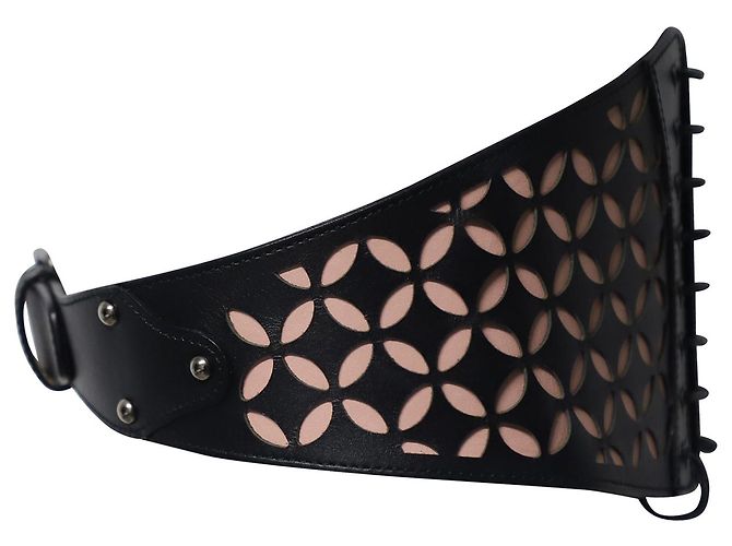 Alaïa Cintura Alaia Busier Taglio Laser in Pelle Nera Nero - vista 3