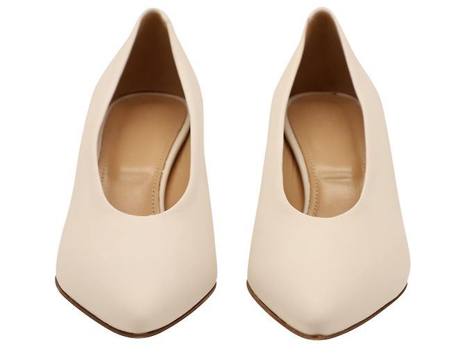 Bombas de salto baixo Iris & Ink em couro branco - vista 2