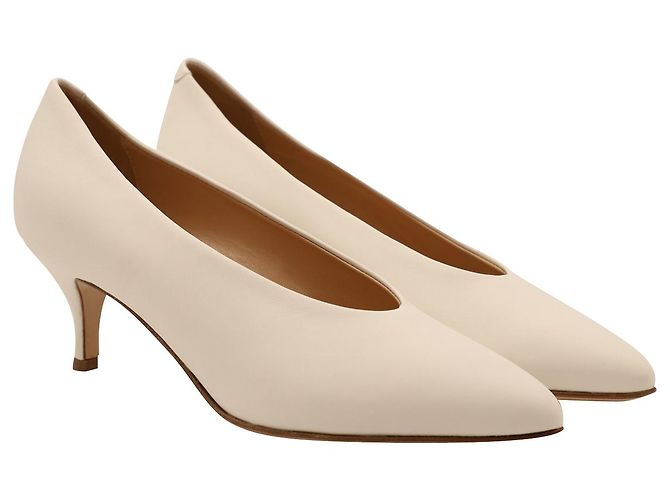 Bombas de salto baixo Iris & Ink em couro branco - vista 3