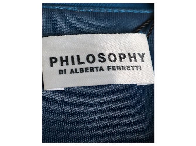 Philosophy di Alberta Ferretti Midikleid mit Verzierung aus blauem Polyester - Ansicht 4