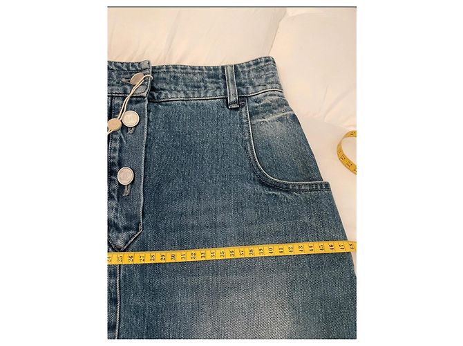 Falda midi de denim Chanel azul marino algodón - vista 11