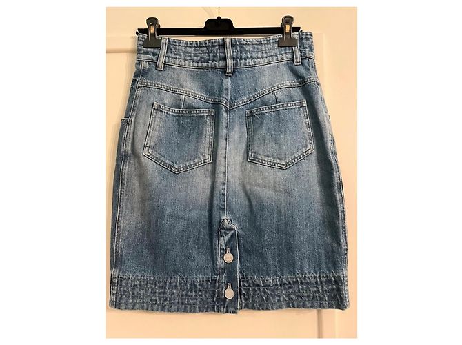 Falda midi de denim Chanel azul marino algodón - vista 2