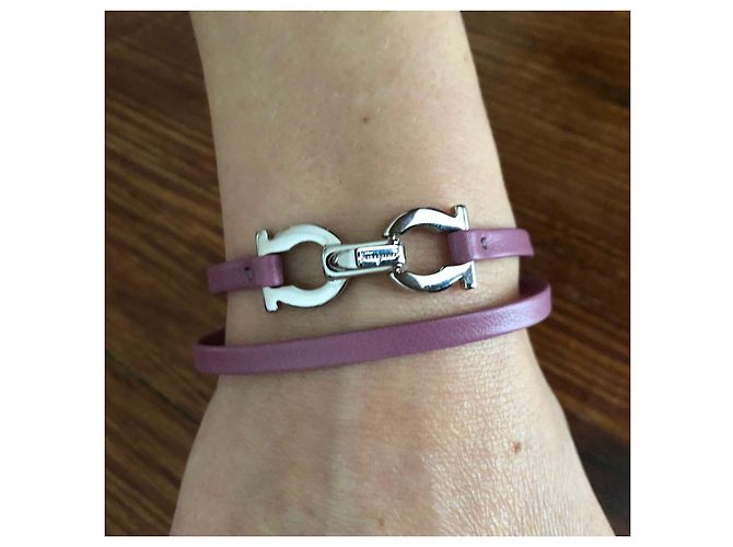 Bracciale Salvatore Ferragamo in pelle rosa - vista 7