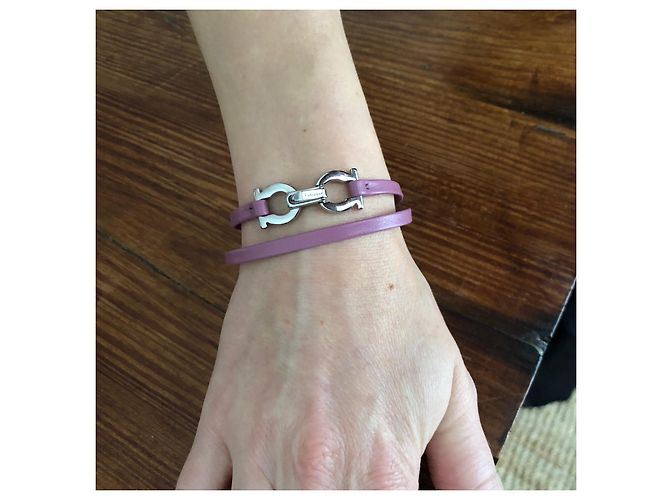 Bracciale Salvatore Ferragamo in pelle rosa - vista 8