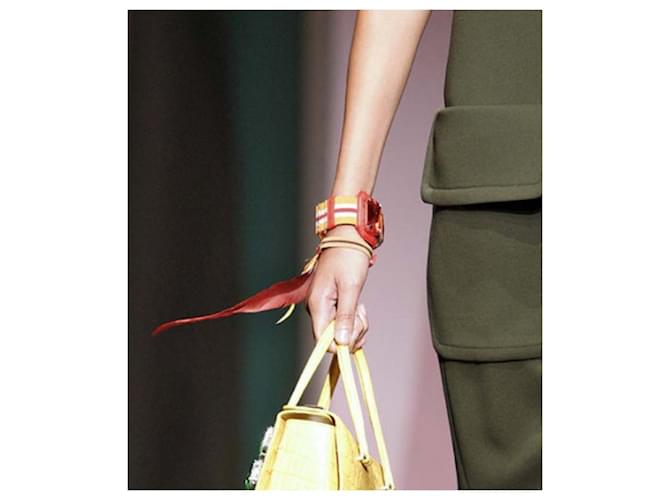 Prada SS14 Bracciale elastico in piuma Rosso - vista 2