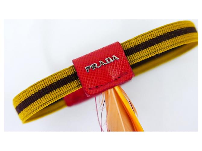 Prada SS14 Bracciale elastico in piuma Rosso - vista 4