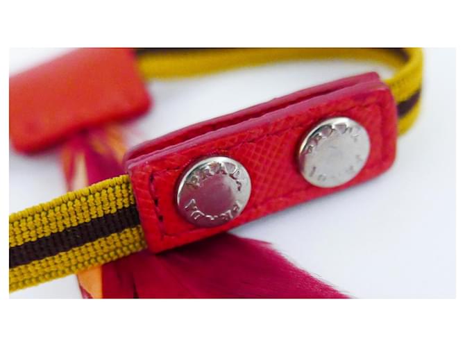 Prada SS14 Bracciale elastico in piuma Rosso - vista 6