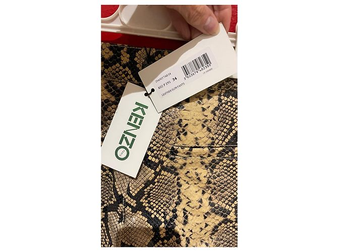 Kenzo Lambskin Python Print Pants - view 5