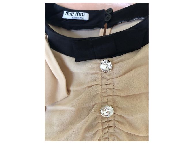 Top Miu Miu Rosa e Nero in Viscosa - vista 5
