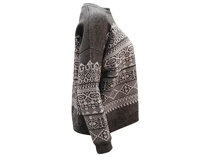 Alexander Wang Fair-Isle-Pullover aus grauer Wolle - Ansicht 2