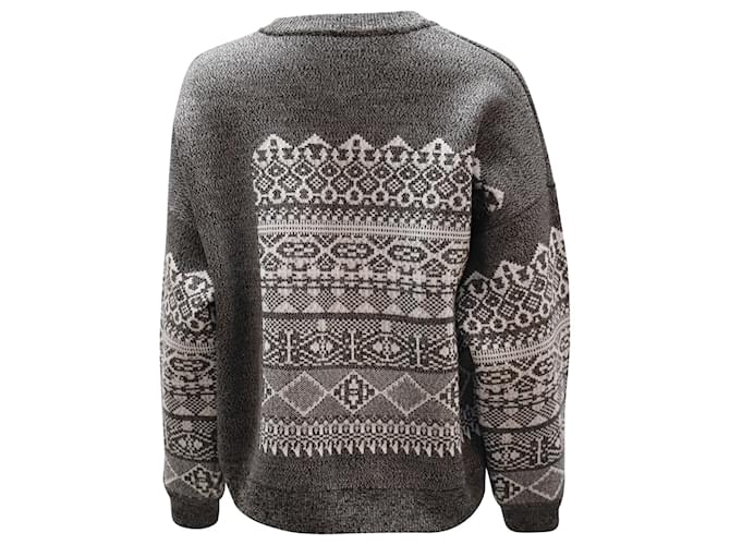 Alexander Wang Fair-Isle-Pullover aus grauer Wolle - Ansicht 3