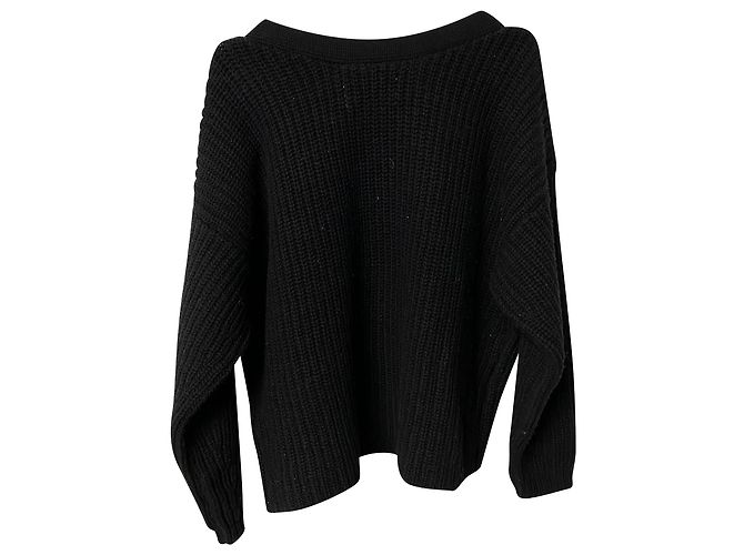 Ba&sh Hades Gerippter Pullover mit Knopfdetail aus schwarzer Wolle - Ansicht 5