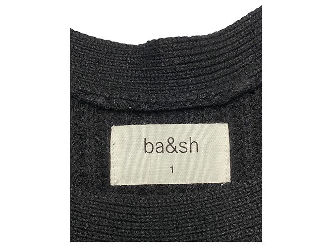 Ba&sh Hades Gerippter Pullover mit Knopfdetail aus schwarzer Wolle - Ansicht 7