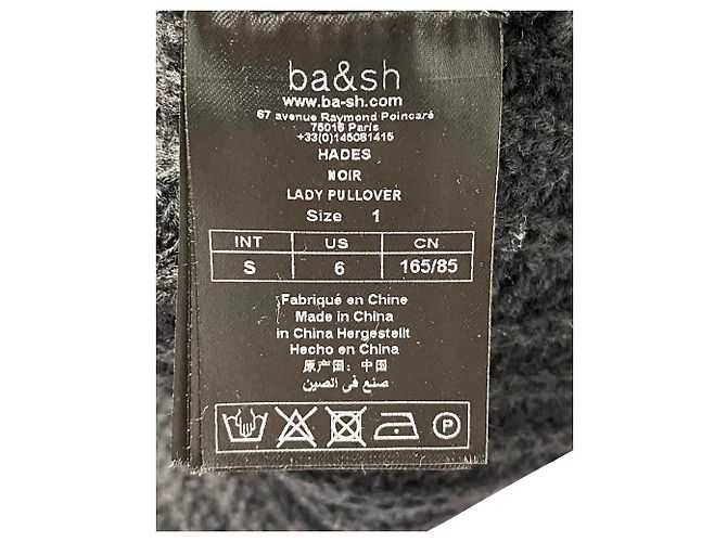 Ba&sh Hades Gerippter Pullover mit Knopfdetail aus schwarzer Wolle - Ansicht 8