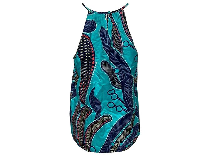 Tibi Halter Neck Patterned Blouse in Multicolor Silk - view 2