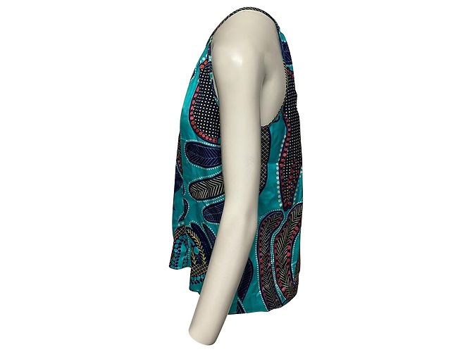 Tibi Halter Neck Patterned Blouse in Multicolor Silk - view 3